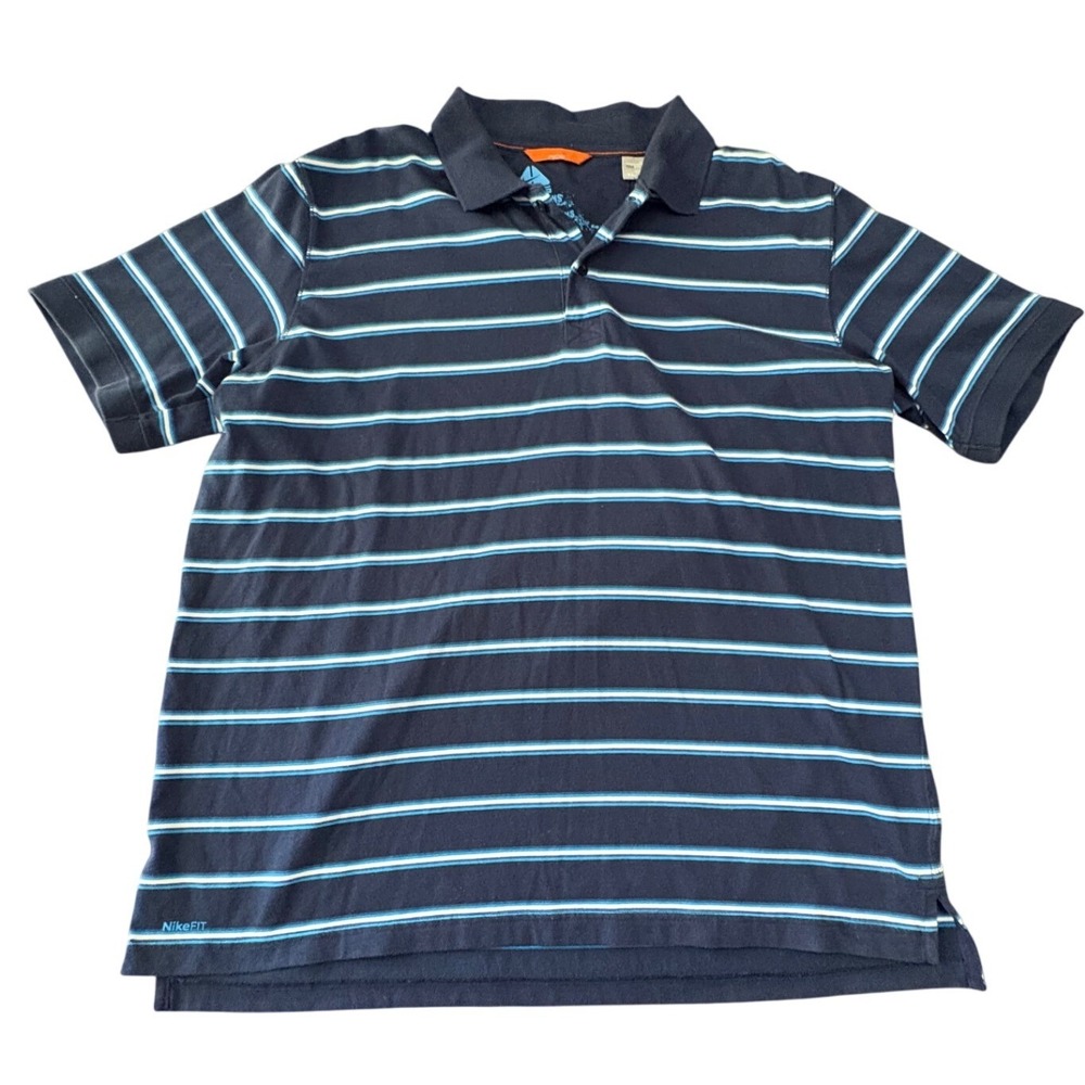 Nike ACG Y2K Striped Polo Mens XL Navy Fit-Dry Performance Outdoor Golf Shirt